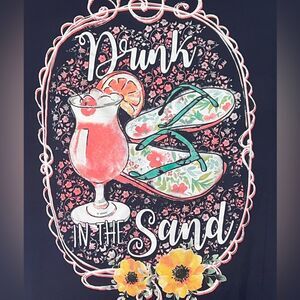 Kim Rogers southern tee shirt navy drink in the sand size L NWT